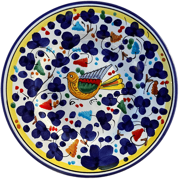 Bird Plate, Navy Blue Flowers - 20cm