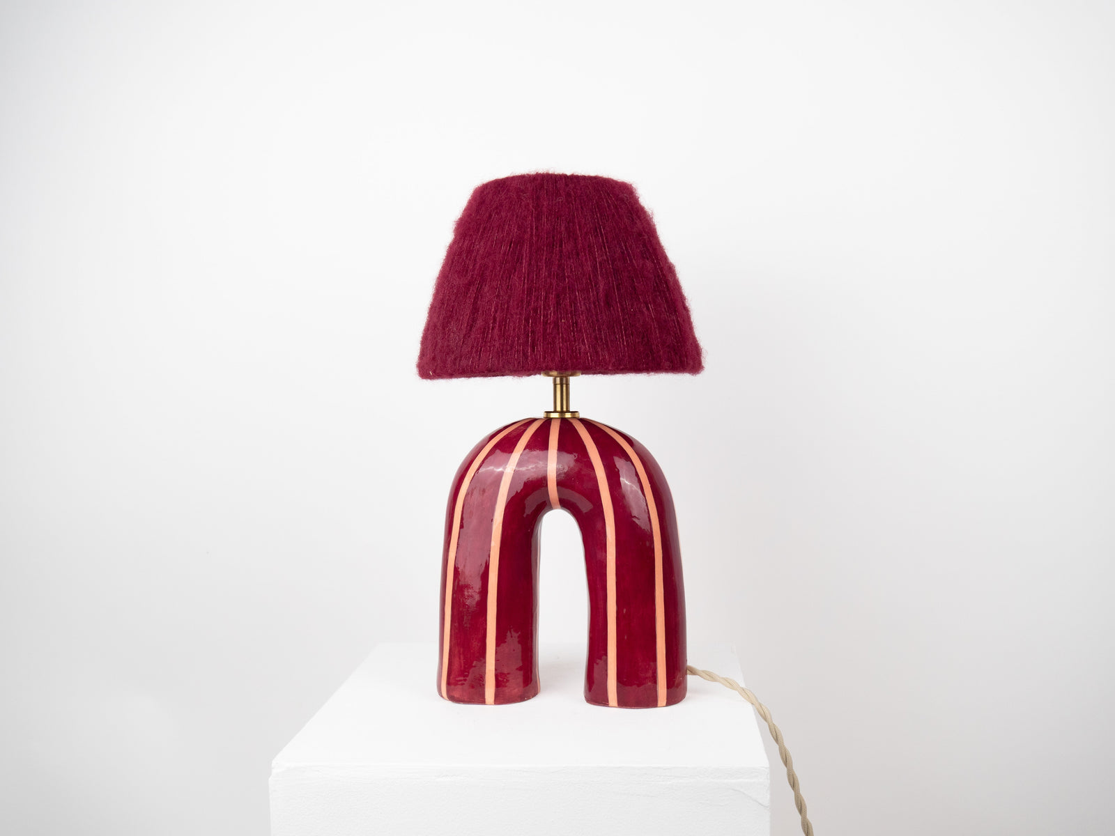 'You' Table Lamp - Maroon Stripes
