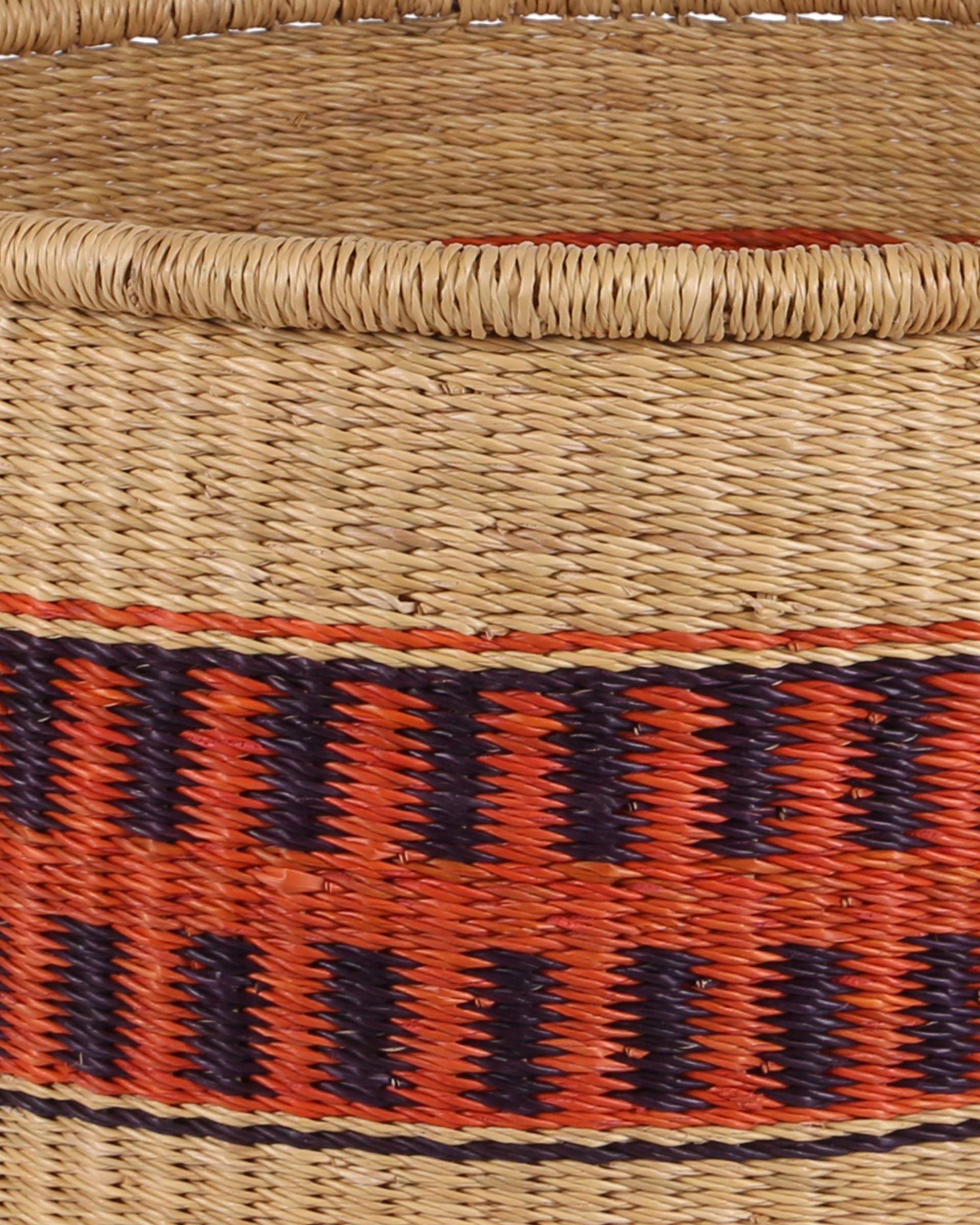 ADDAE: Medium Orange and Black Floor Storage Basket with Handles