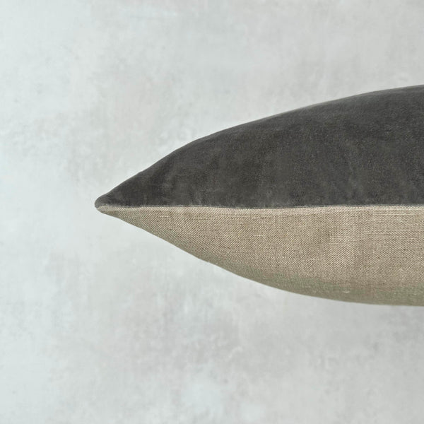 The Velvet And Linen Cushion Ash Grey