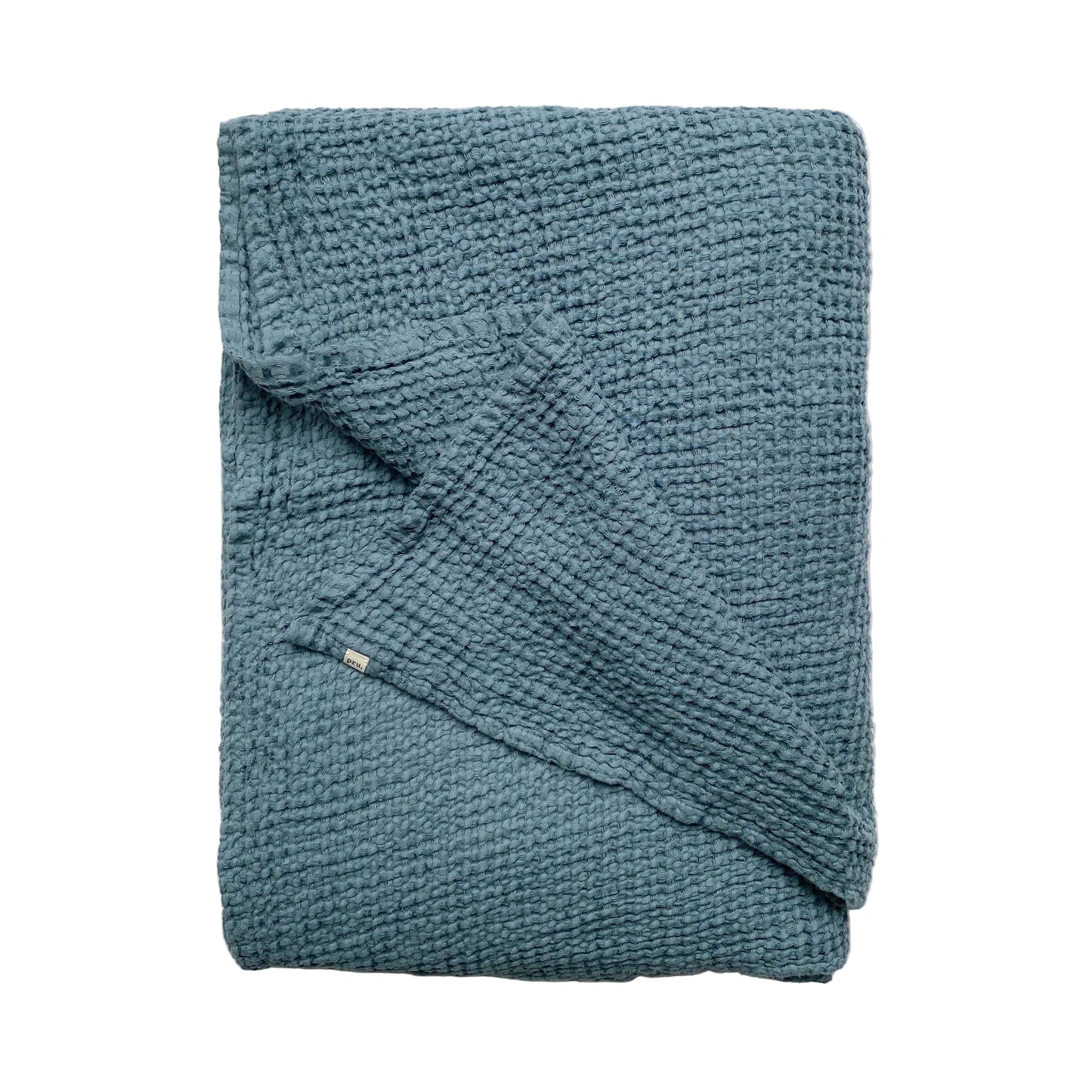 Mya Linen Waffle Blanket Slate Blue OEKO-TEX Certified