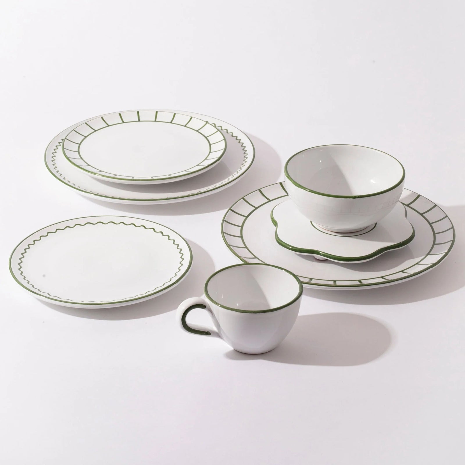 Lunch Plate - Olive Green Zigzag