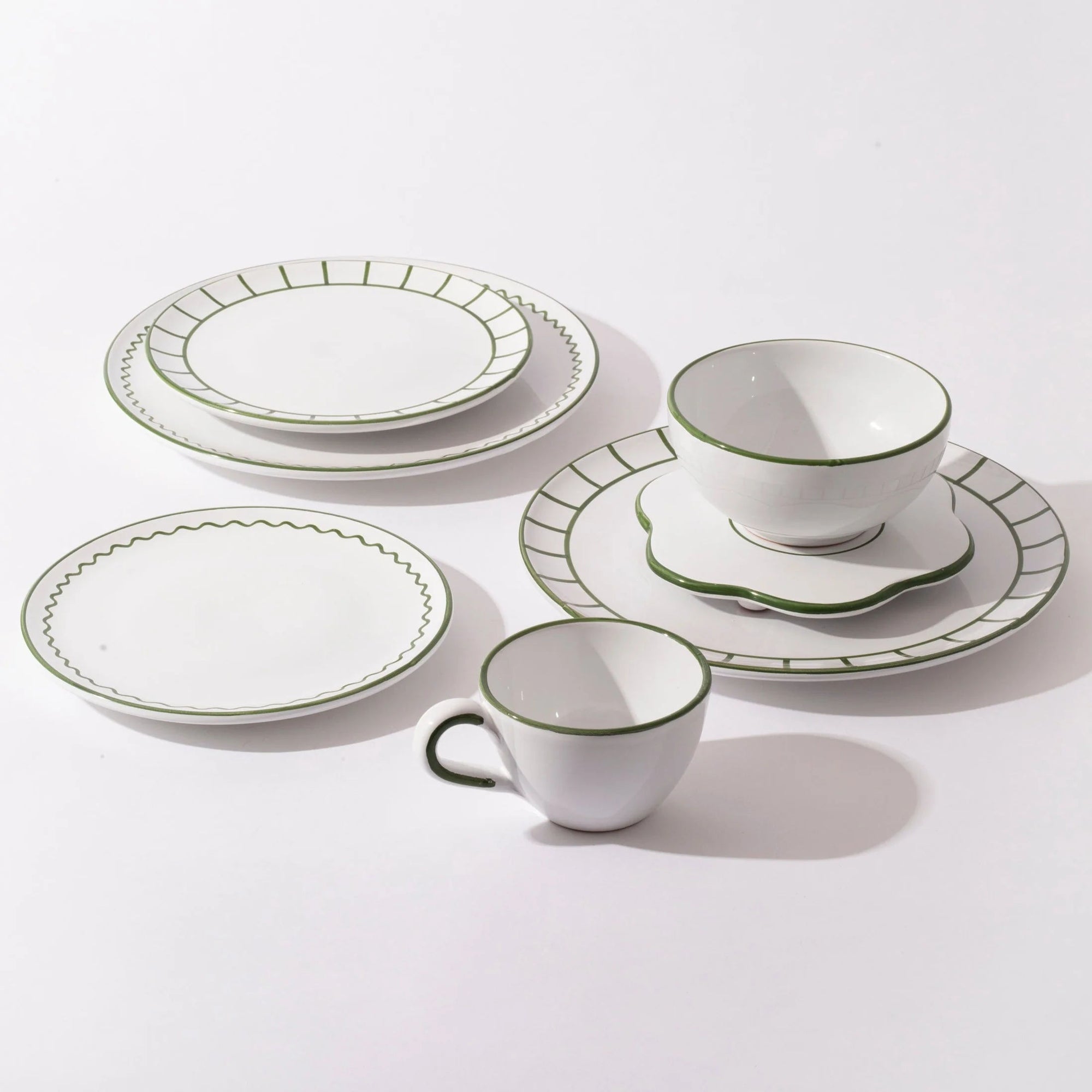 Lunch Plate - Olive Green Zigzag