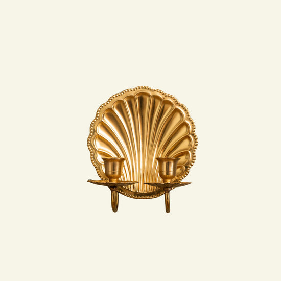 Shell Brass Wall Sconce Double (Antique)