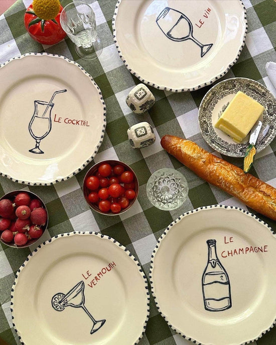 Dining Plates in L’apéritif Drinks Design - Set of 4