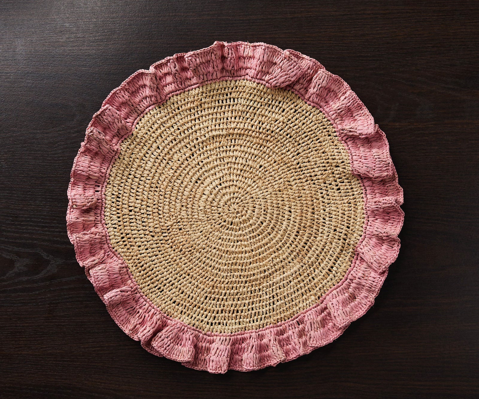 Handwoven Raffia Ruffle Placemat – Boho Chic Table Décor