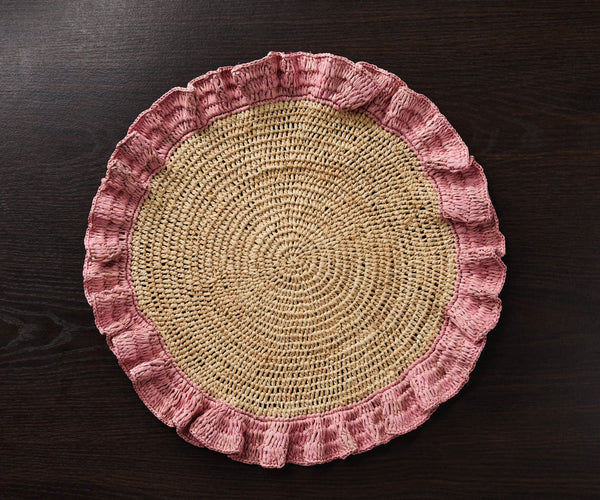 Handwoven Raffia Ruffle Placemat – Boho Chic Table Décor