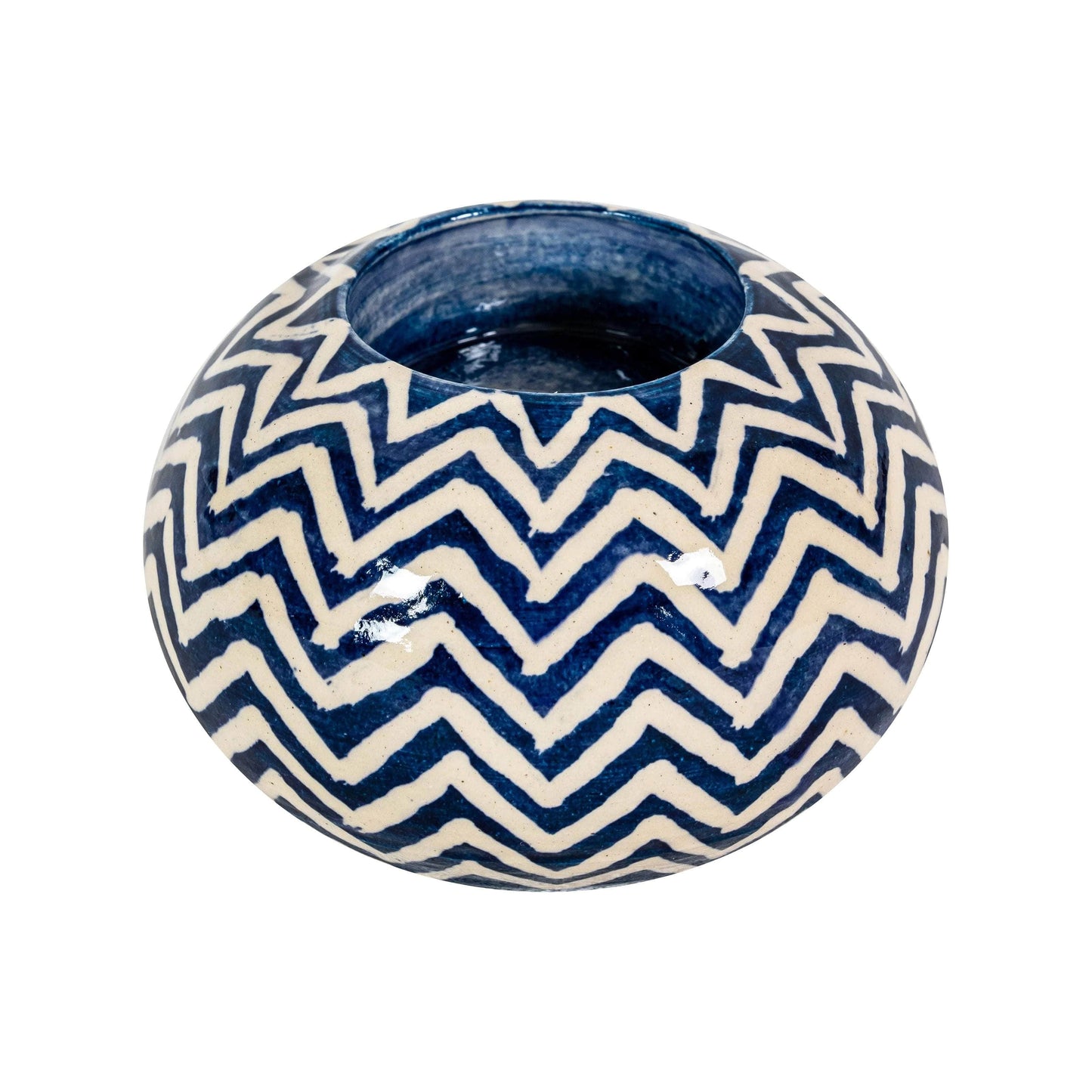 Zig Zag Tealight Holder Indigo