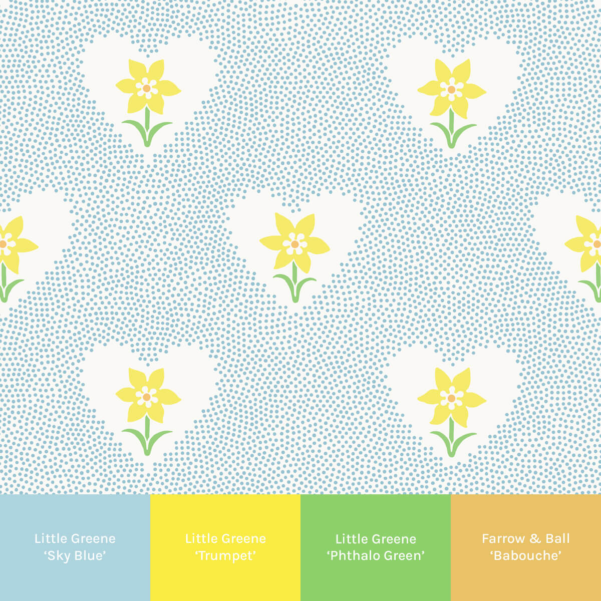 Daffodil Hearts Wallpaper - Sky Blue