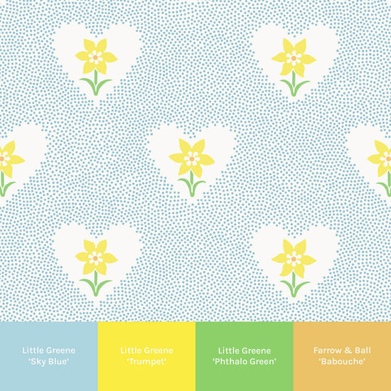 Daffodil Hearts Wallpaper - Sky Blue