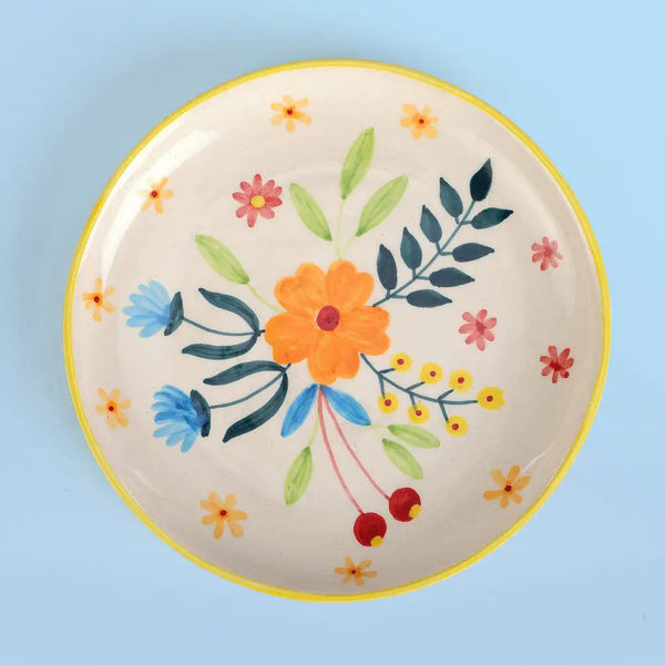 Floral Extravaganza Hand-Painted Mug & Plate Set - Set of 2