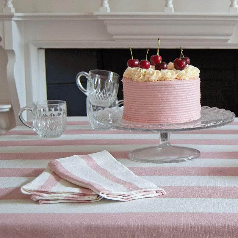 Pink Striped Linen Napkin - Set of 4