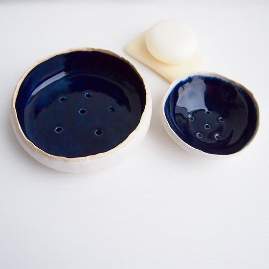 Handmade Royal Blue Ceramic Soap Dish
