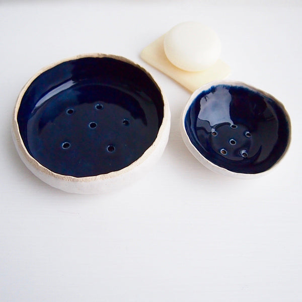 Handmade Royal Blue Ceramic Soap Dish