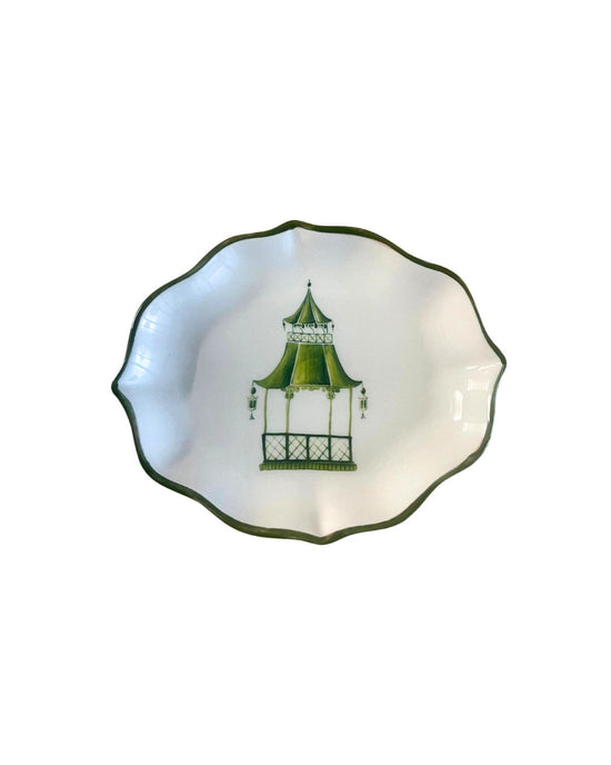 Sveva's Home Ceramic Green Pavilion Design Bread Plate Set of 4