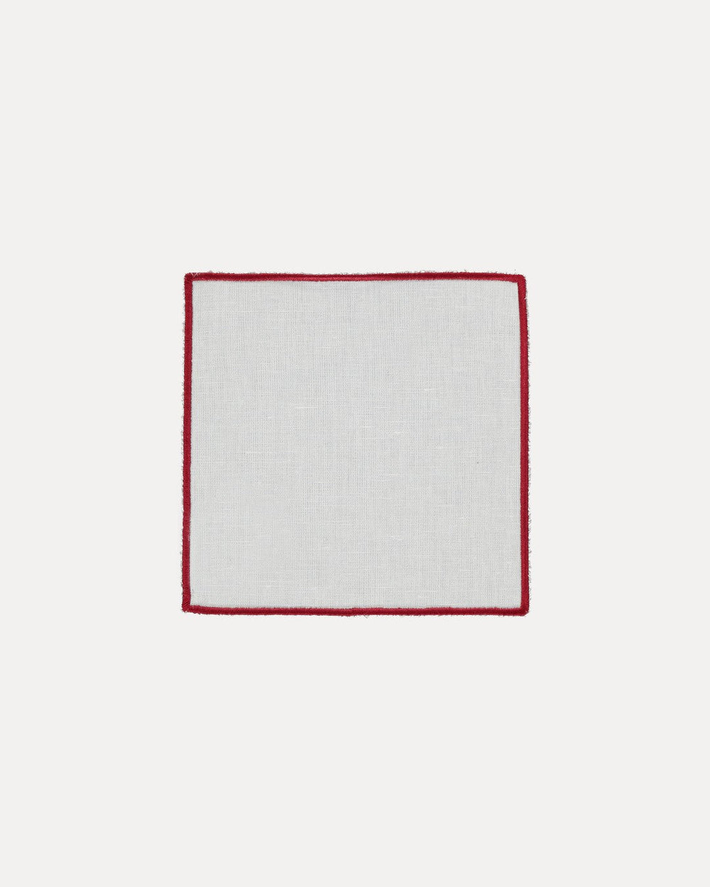 Cocktail Napkin, Natural with Bordeaux Rolled Edge