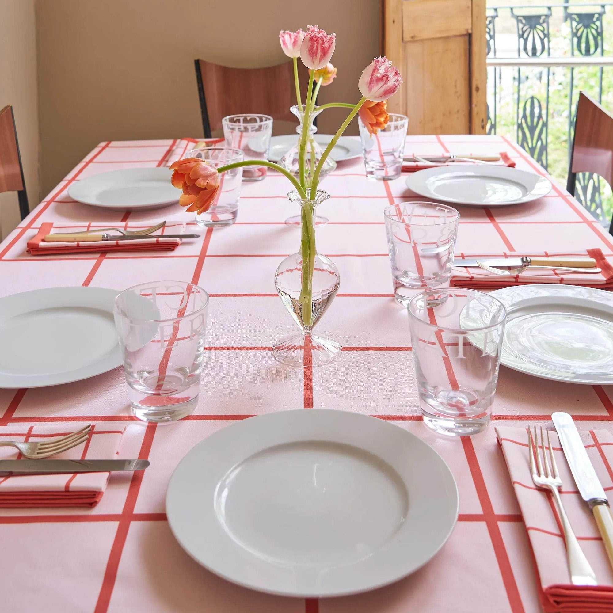 Marzipan Check Berry & Rose Napkins Set Of 4