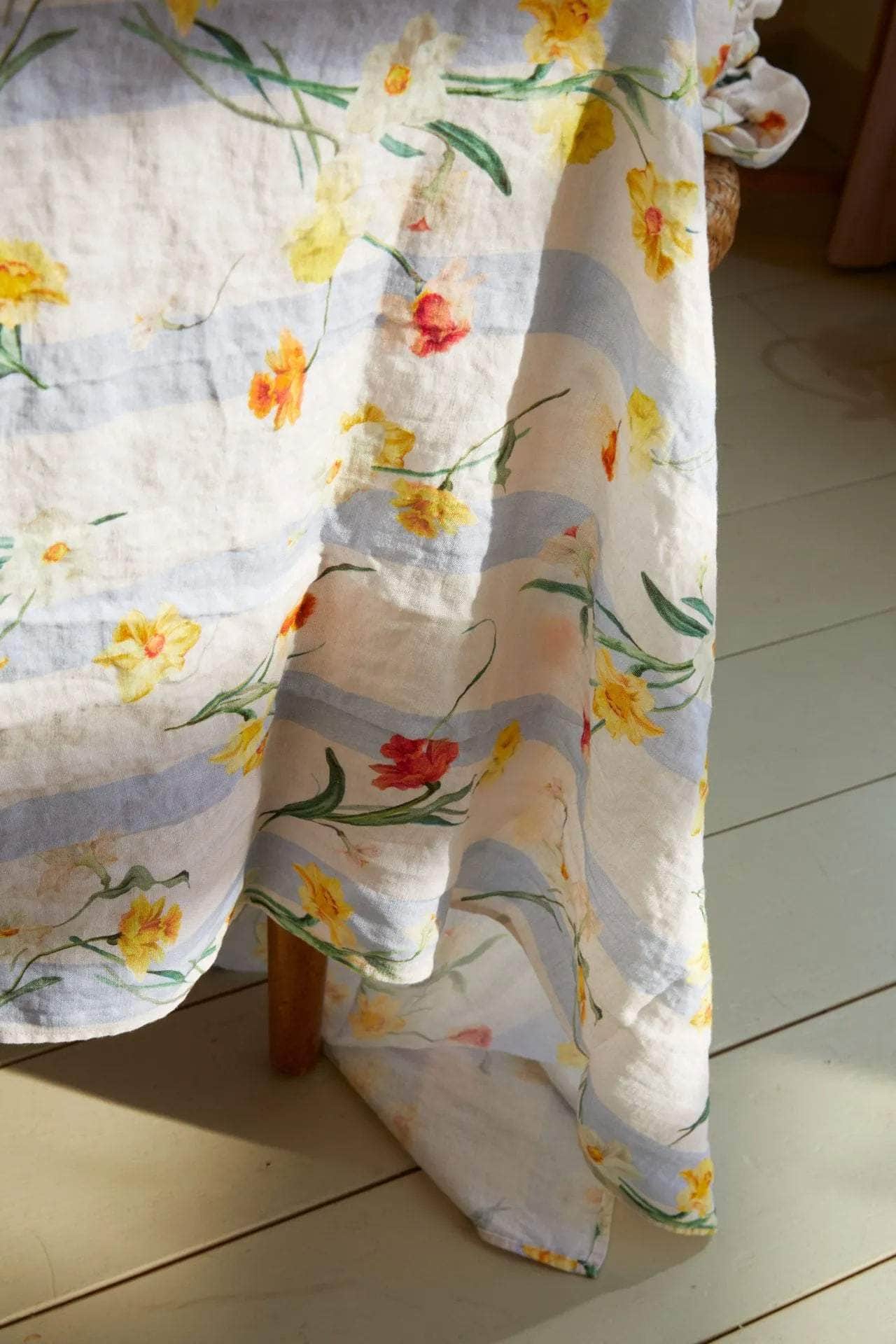 Daffodil Stripe Linen Tablecloth