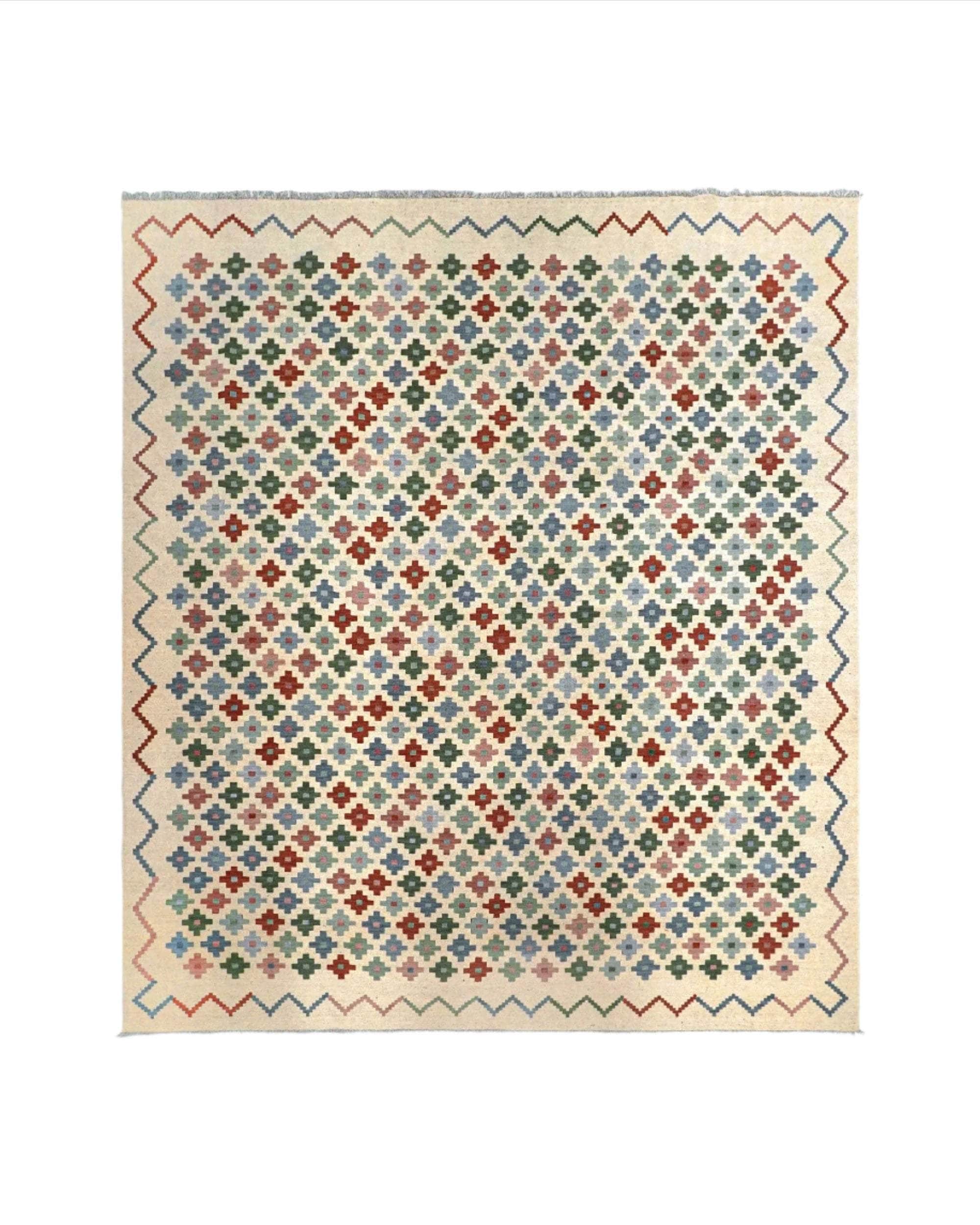 Ziggurat Kilim Rug - Dark Multicolour