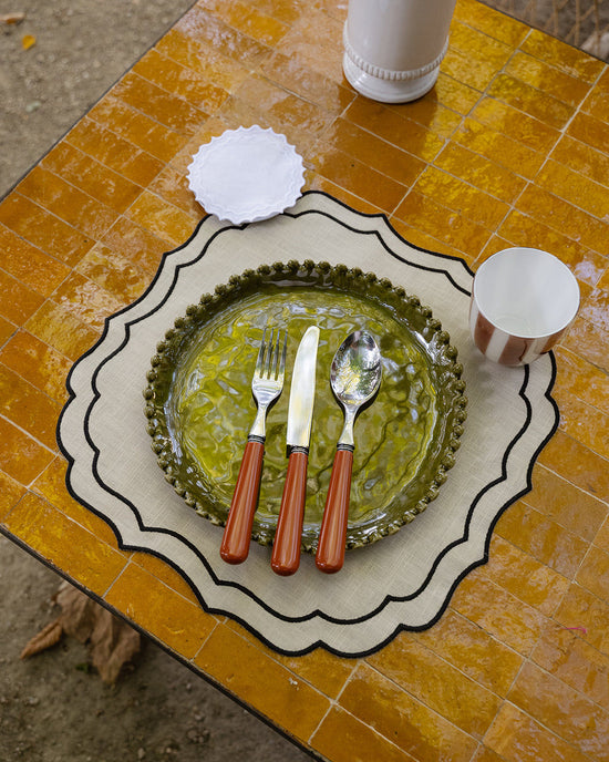 Greta Anti-Stain Placemat, Beige with Black