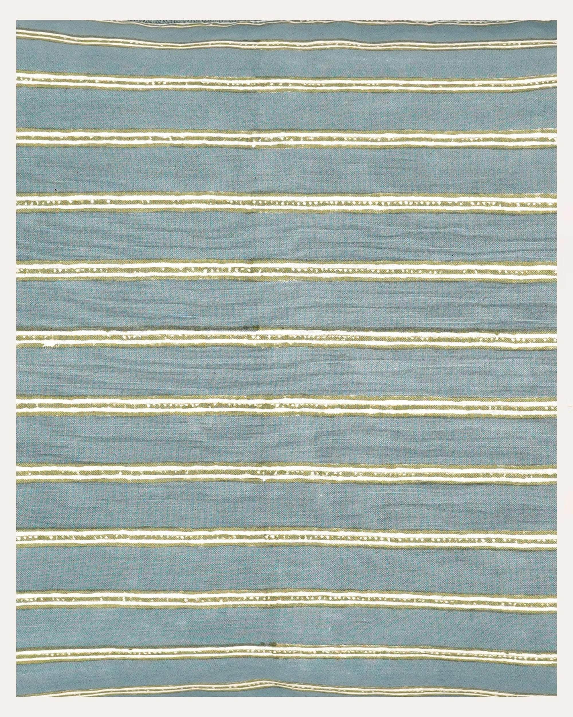 Edo Stripe Cushion - Blue and Sage Green
