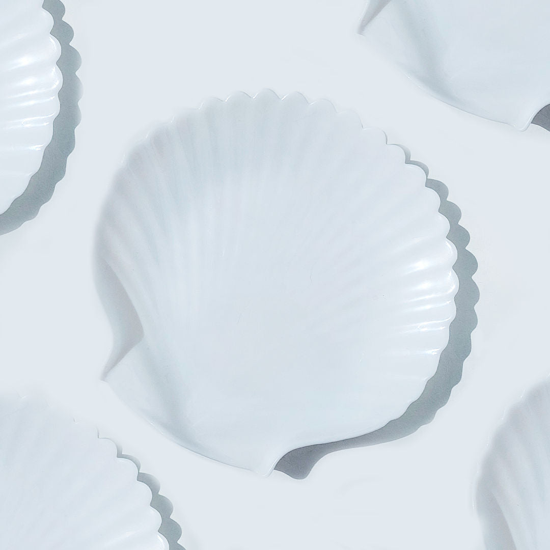 Set of Four Small Opaline Shell Plates