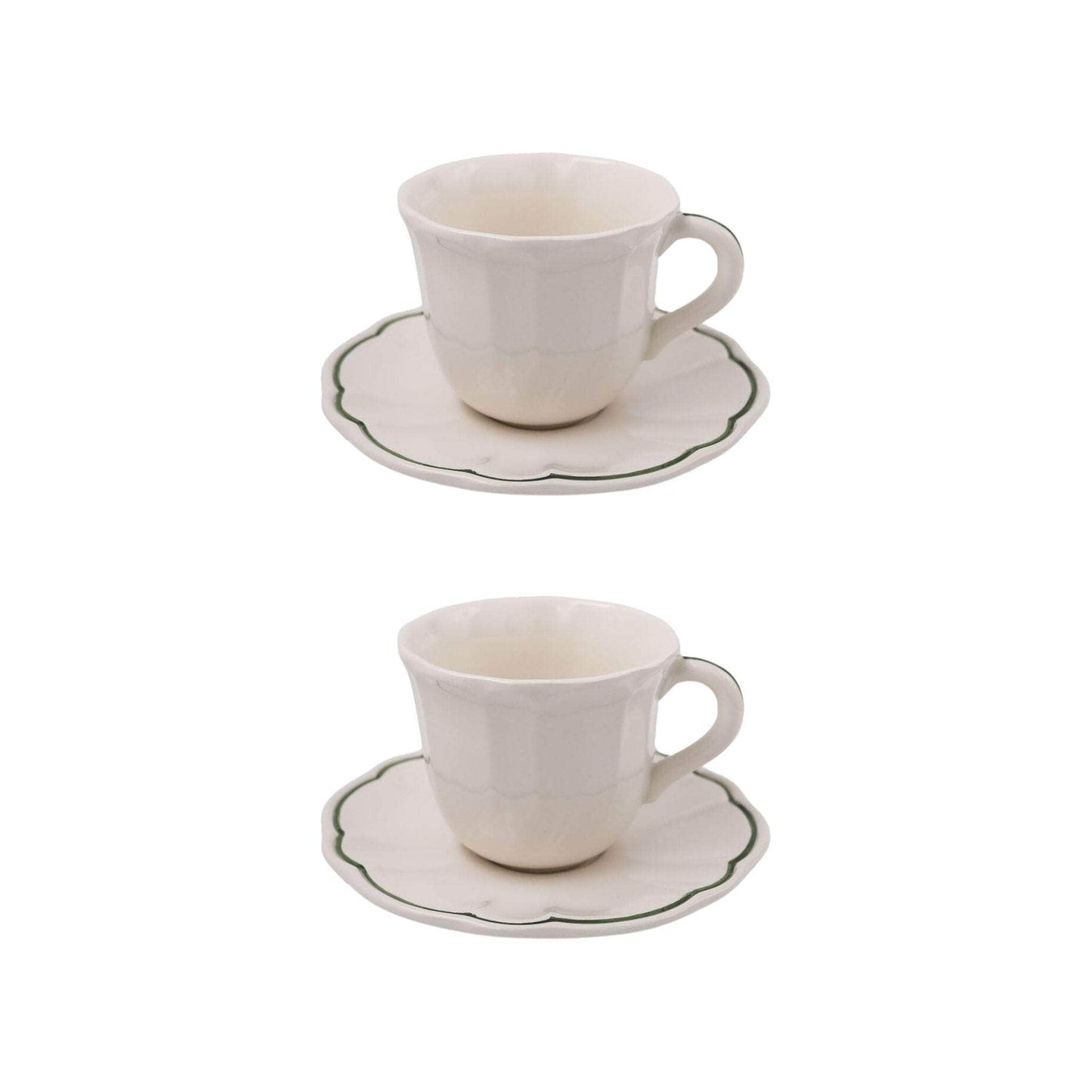 Romilly Teacup & Saucer, Green, Set Of 2