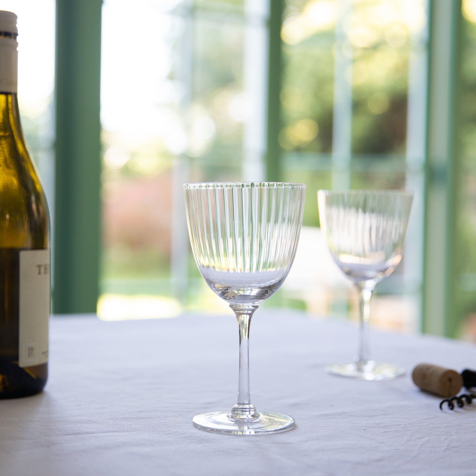 Crystal Wine Glasses with Ripple Design