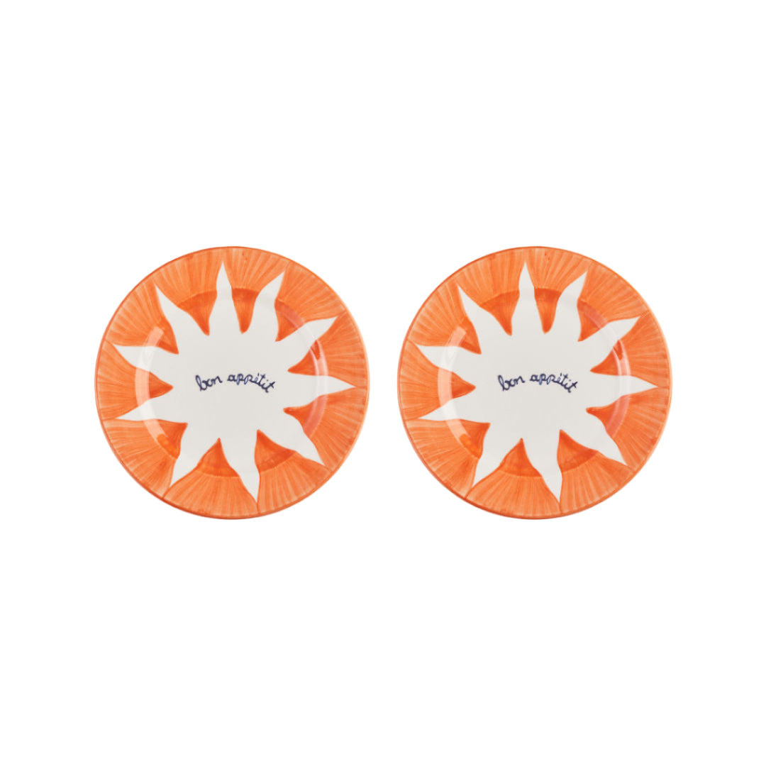 Soleil Orange Dessert Plates Set-Of-Two