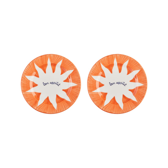 Soleil Orange Dessert Plates Set-Of-Two