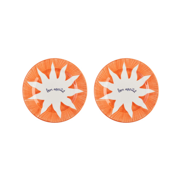Soleil Orange Dessert Plates Set-Of-Two