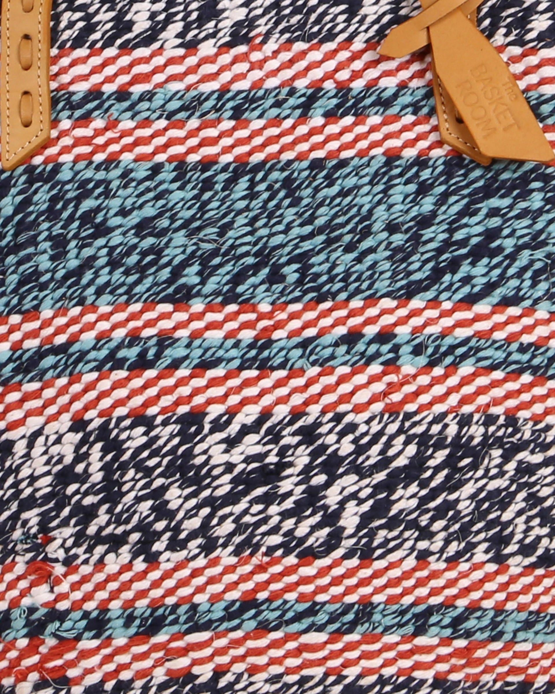 HERUFI: Handwoven Black, Teal and White Wool Tote Bag