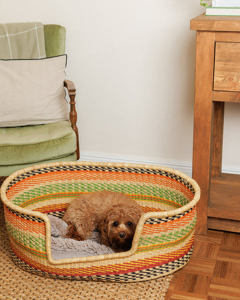 KWESI: Blue, Green and Black Dog Basket - Medium