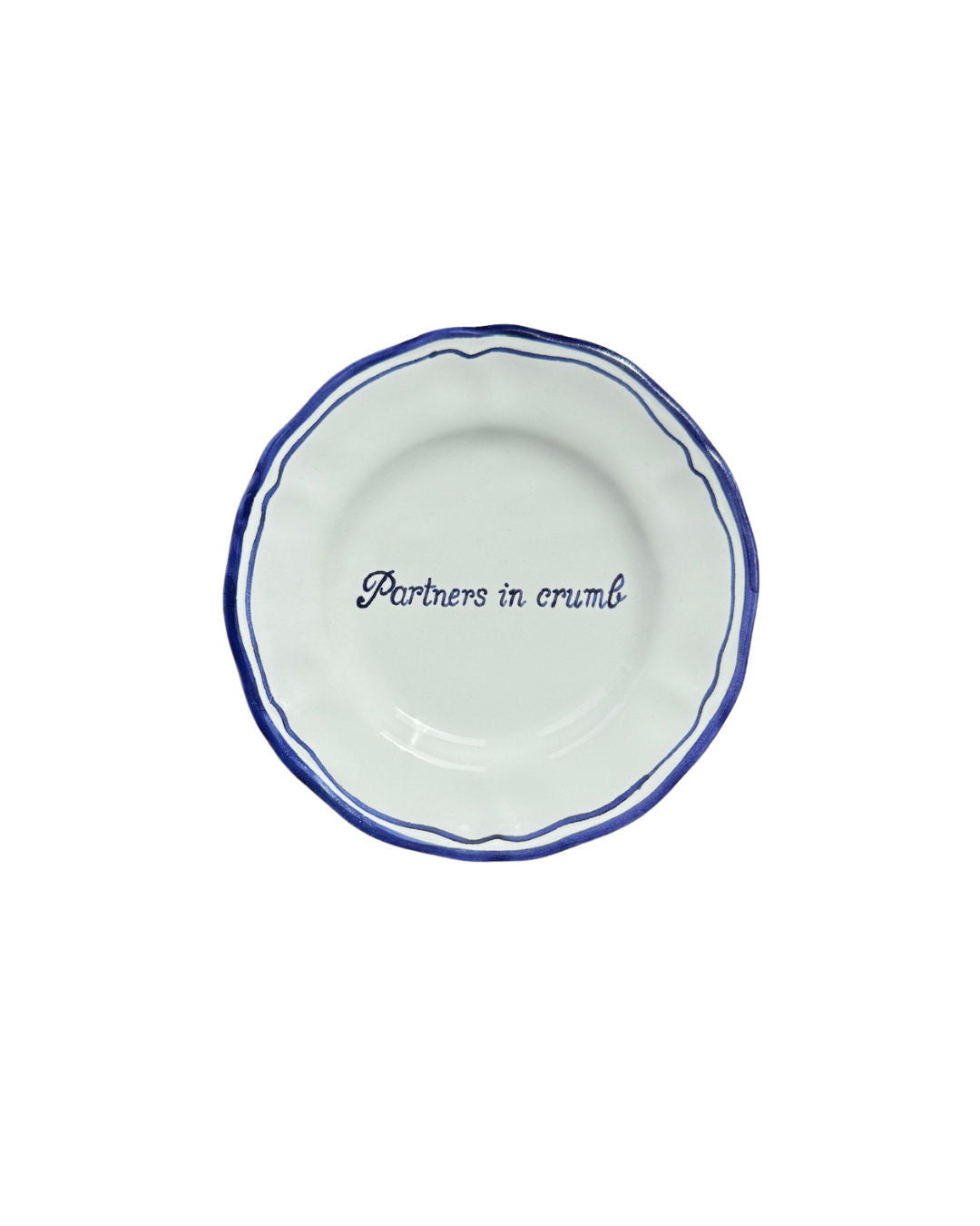 Ceramic Scalloped Blue Quote Bread Plate Set of 4