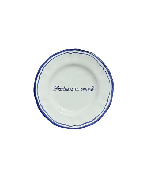 Ceramic Scalloped Blue Quote Bread Plate Set of 4