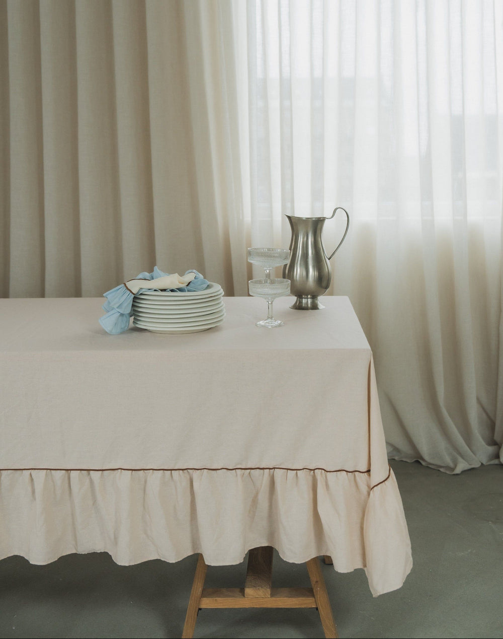 Ruffle Tablecloth, Beige