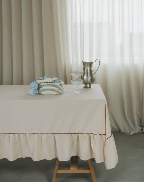 Ruffle Tablecloth, Beige