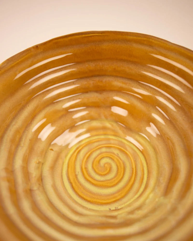 Primavera Mustard Yellow Stoneware Platter, Ø37 x H11 cm