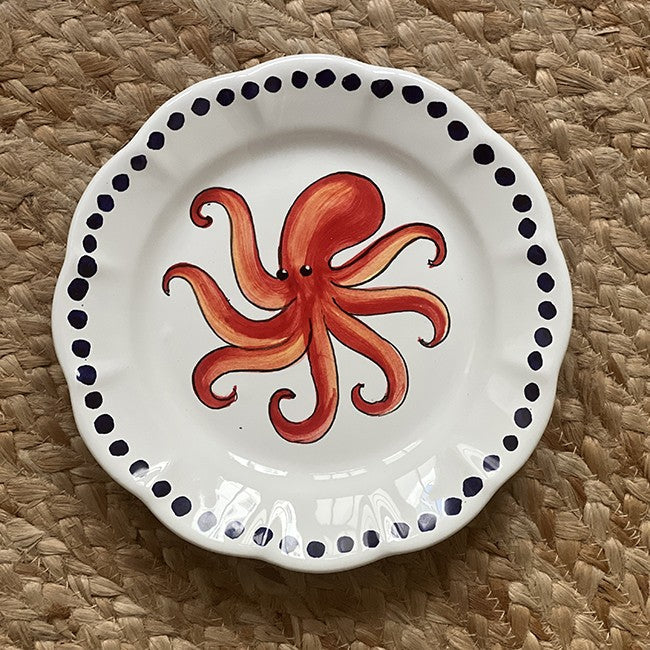 Estate Red Octopus Plate 25cm