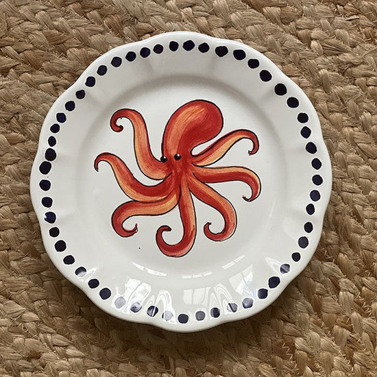 Estate Red Octopus Plate 25cm