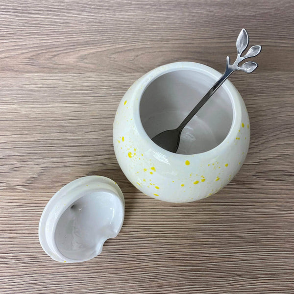 Sugar Bowl White with Yellow Spots