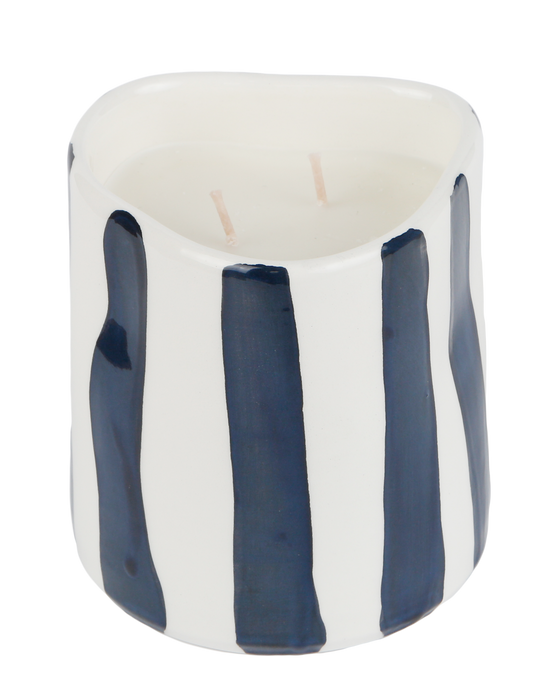 Black and White Striped Candle