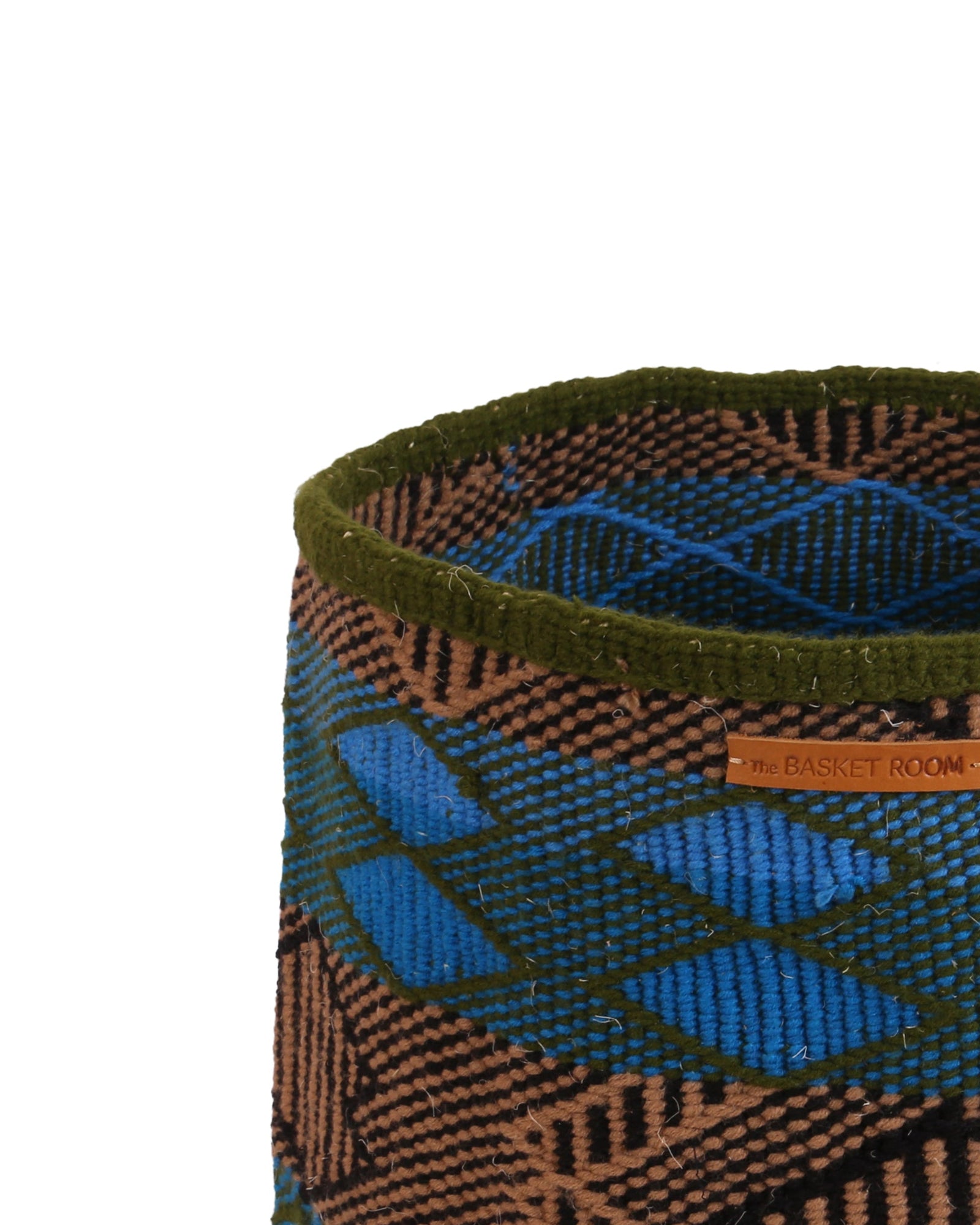 UPANDE: Large Green and Blue Wool Basket