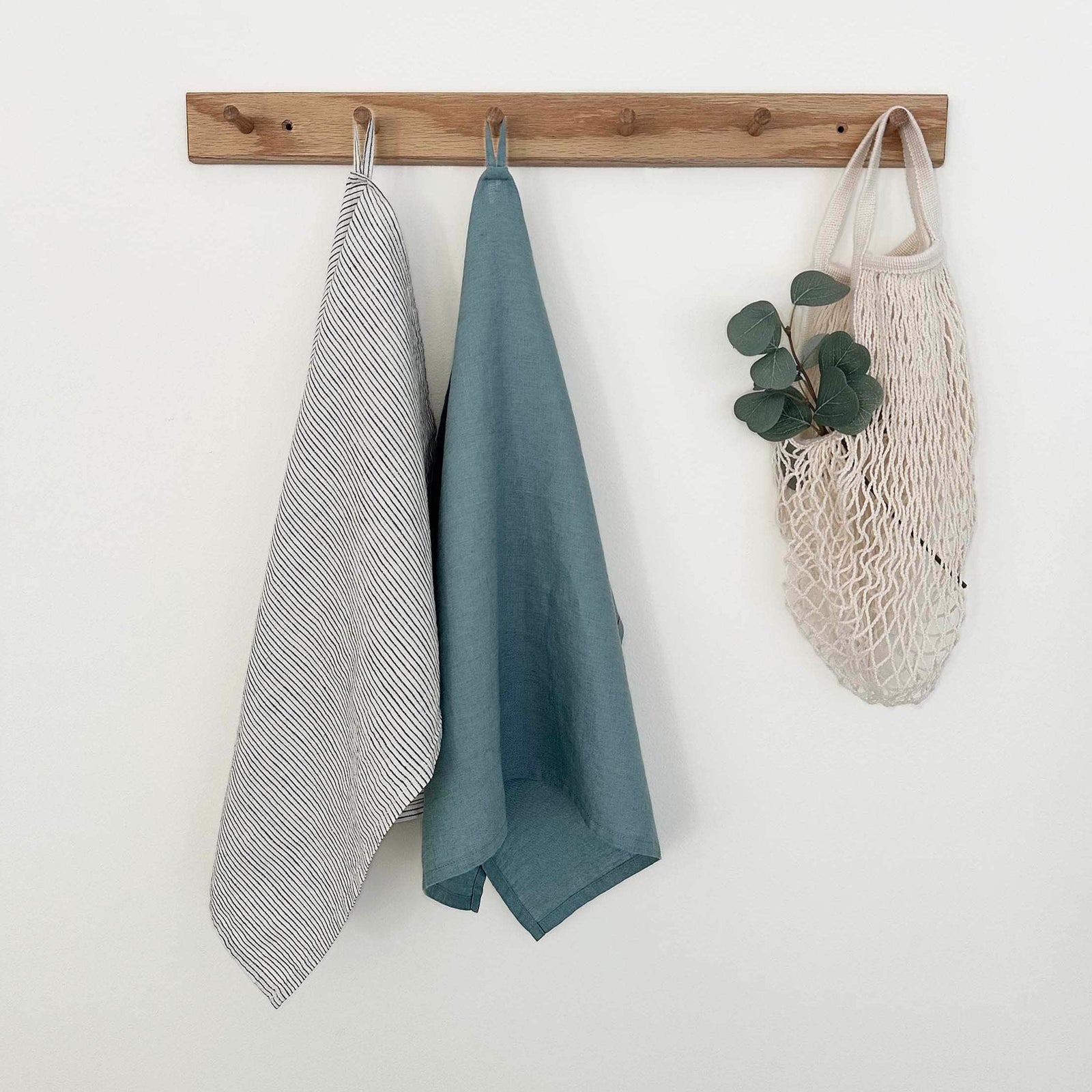 100% Linen Tea Towels OEKO-TEX® – Duck Egg Blue + Stripe