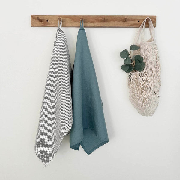 100% Linen Tea Towels OEKO-TEX® – Duck Egg Blue + Stripe