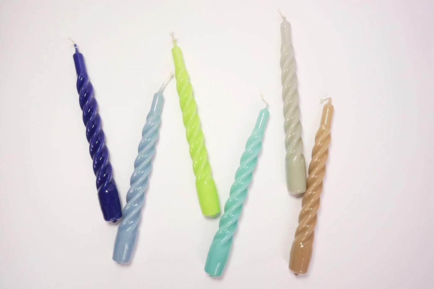 Grey Twisted Gloss Candles - Set of 6