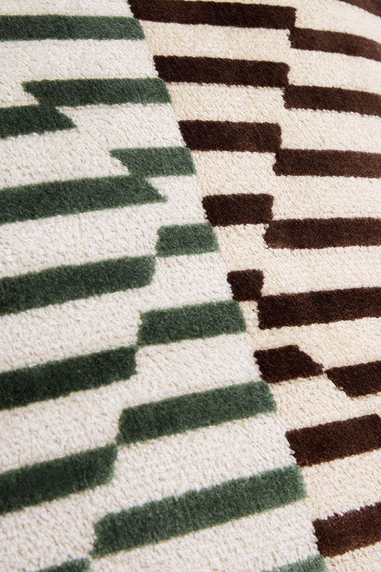 Stripes Velvet Cushion Cover - Green + Brown