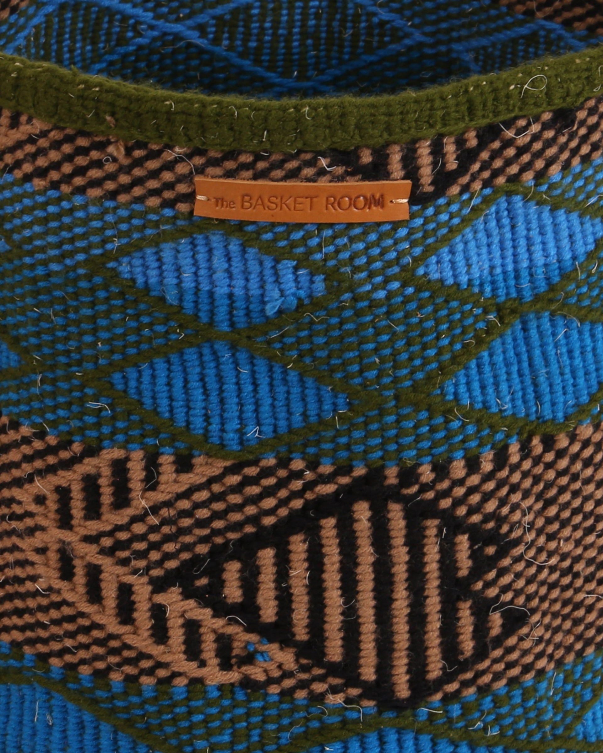 UPANDE: Large Green and Blue Wool Basket