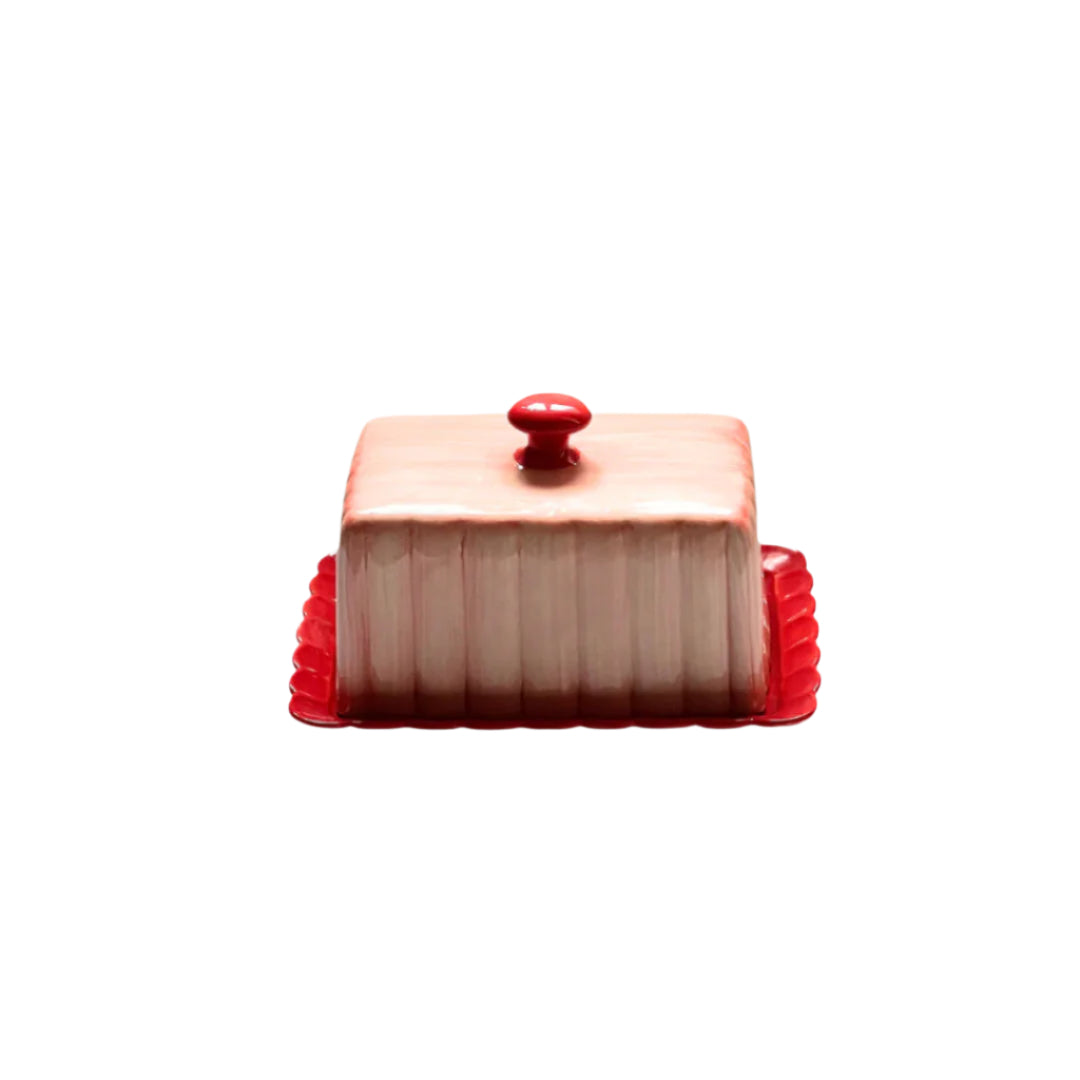Butter Dish | Rose Pink & Ruby Red