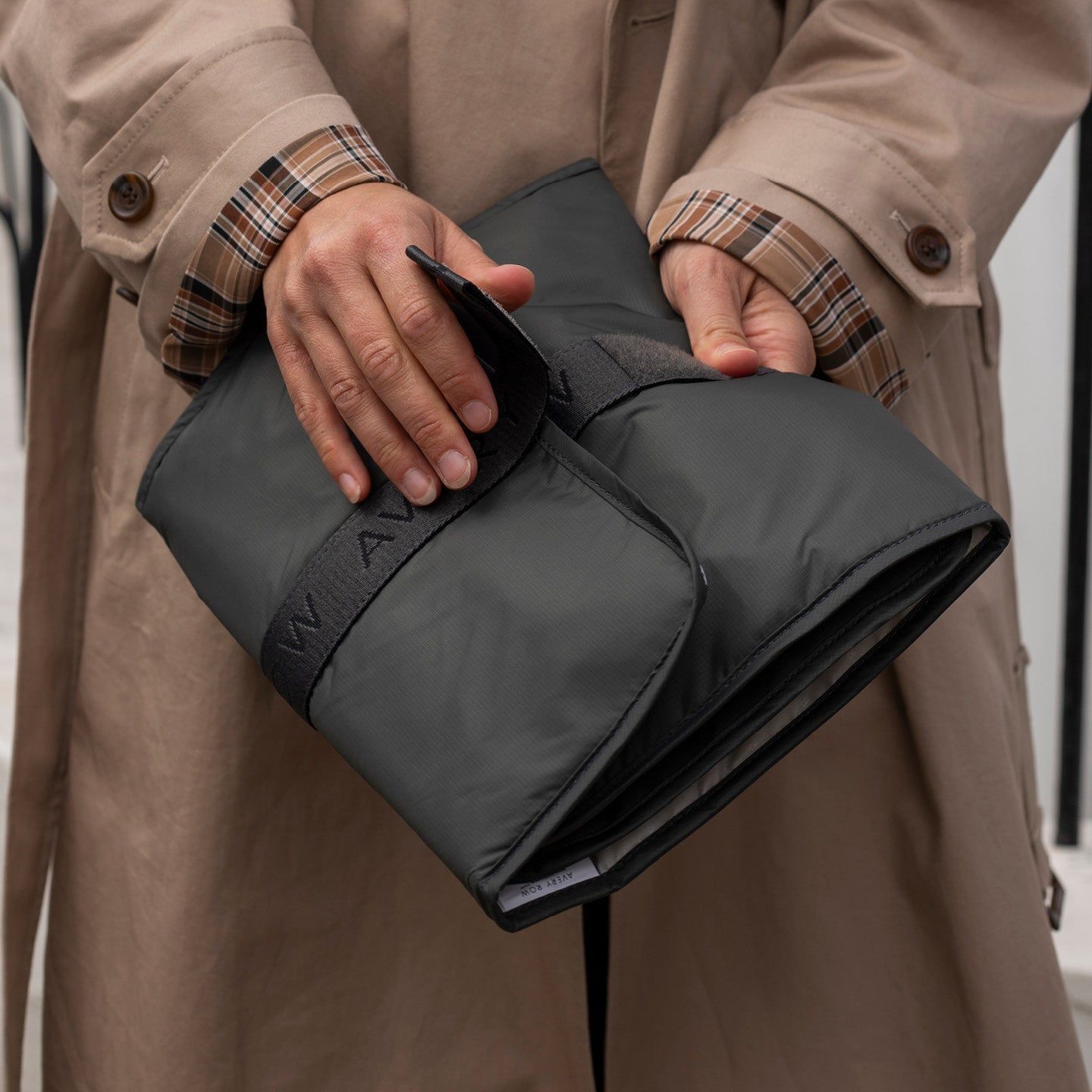 Recycled Nylon Travel Baby Changing Mat - Soft Black